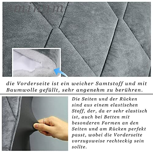 Smingm Housse de Tête de Lit, Couverture de Tête de Lit Protecteur Housse Décorative Chambre à Coucher épaissi Pack Souple Anti-poussière Couvertur Stretch Housse,Gris,160cm(63inch)