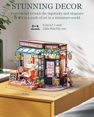 Rolife Maison de Poupée Restaurant Tipsy DIY Maison Miniature Kit Café Miniature Kit de Modèle Décoration Intérieure Cadeau d'anniversaire pour Enfants et Adultes