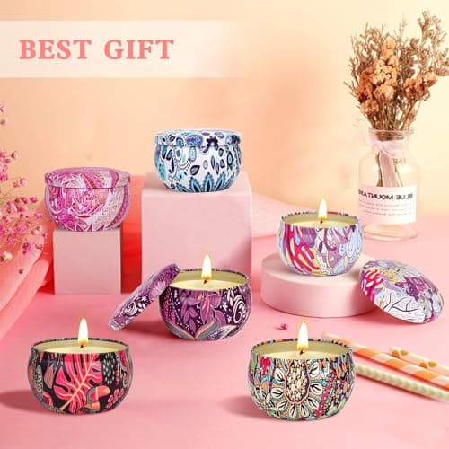 Lot de 9 bougies parfumées pour femme, 180 heures bougies d'aromathérapie, en cire de soja, bougies en verre pour la maison, la fête des mères, un anniversaire, (Blue, 9)