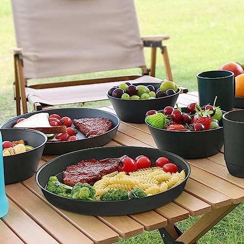 Greentainer Lot de 6 grands bols à céréales incassables avec couvercles – 750ml en plastique léger – Passe au lave-vaisselle et au micro-ondes – pour céréales, salade, soupe, nouilles, Gris