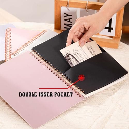 MGGAO Lot de 5 carnets à spirales A5 avec motif marbré et floral, papier épais 100 g/m2, journal ligné de 8 mm, journal à spirale pour étude et notes