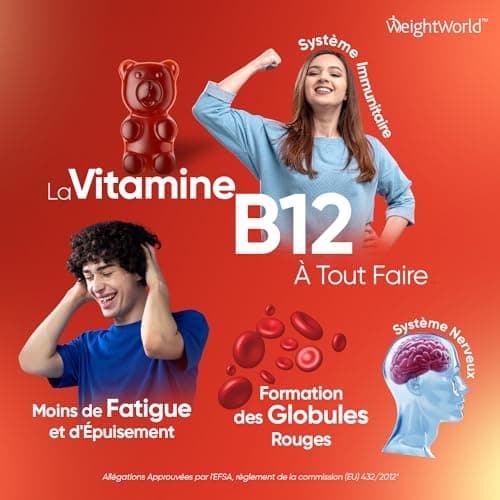 Vitamine B12 Méthylcobalamine 1000mcg - 120 Gummies Vitamine B12 Vegan Pure & Haute Absorption - Cure Vitamine de 4 Mois, Goût Fraise - B12 Vitamine Fatigue, Immunité, Métabolisme, Système Nerveux