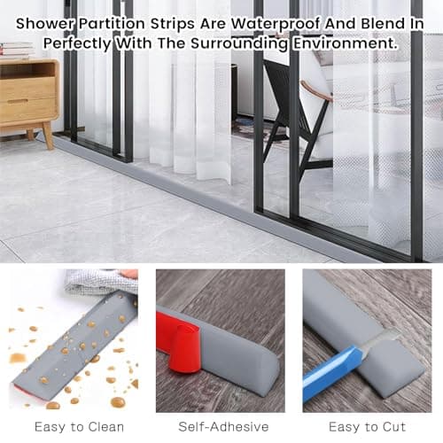 200cm Seuils de Douche, Bande imperméable Pliable de Silicone, Joint Etancheite Douche, Joint De Douche Pour Paroi en Verre, Seuil de Douche en Silicone pour Plancher de Douche (Blanc)