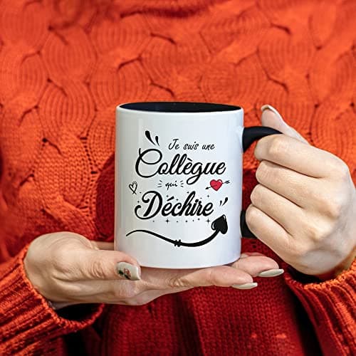 L'épicerie Chérie Mug Cadeau collègue de travail - UNE COLLEGUE qui déchire - Cadeau départ collègue femme - Cadeau cheffe retraite stagiaire femme - Céramique 330ml