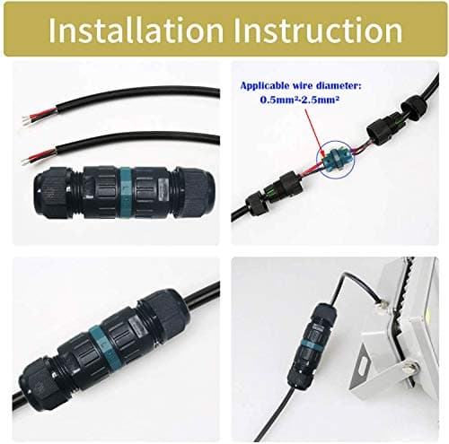 Connecteur de câble extérieur de boîte de jonction étanche, CTRICALVER Connexion de câble extérieur de Manchon étanche IP68 pour Un A.W.G: 20-13, pour câbles d'amarrage 2 broches / 3 broches(5pcs)