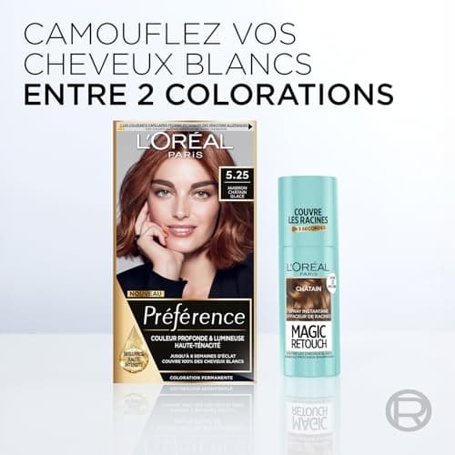 L’ORÉAL PARIS - Spray Instantané Correcteur de Racines & Cheveux Blancs - Hommes & Femmes - Magic Retouch - Châtain Foncé - 75ml