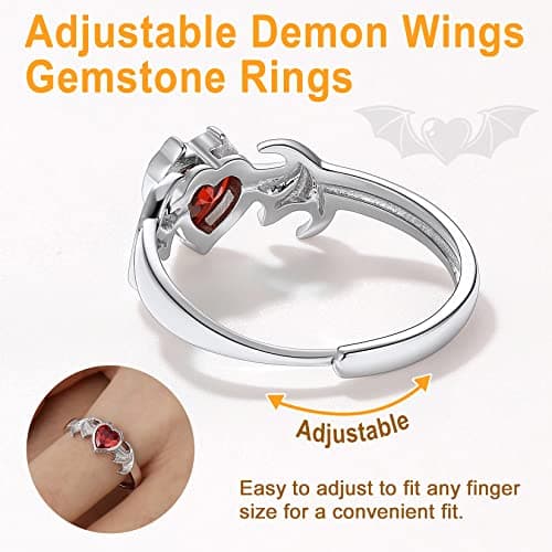 SILVERCUTE Bague Femme Entrelacs Argent 925 avec Pierre de Naissance Janvier - Grenat Coeur Synthéthique
