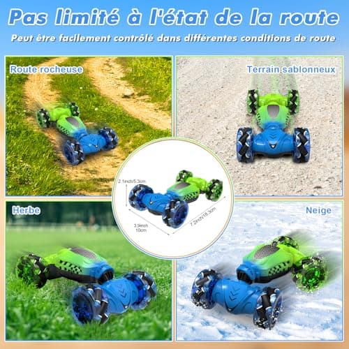 Fosgoit Voiture Télécommandée Enfant, 4x4 Télécommandée Tout Terrain, 2,4 GHz Voiture RC Drift avec Lumières, Jouets pour Enfants de 3-12 Ans, Meilleurs Cadeaux d'anniversaire de Noël pour Enfants