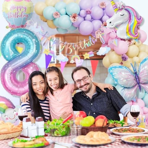 8 Ans Decoration Anniversaire Licorne, Decoration Anniversaire Papillon, Ballon Anniversaire 8 Ans Licorne, Decoration Anniversaire Fille 8 Ans pour Enfants Licorn Birthday Party Décorations
