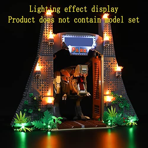 GEAMENT Jeu De Lumières (Télécommande) Compatible avec Lego (Jurassic Park:T.Rex Rampage) - Kit D'éclairage LED pour Jurassic World 75936 (Modèle de Bloc Non Inclus)