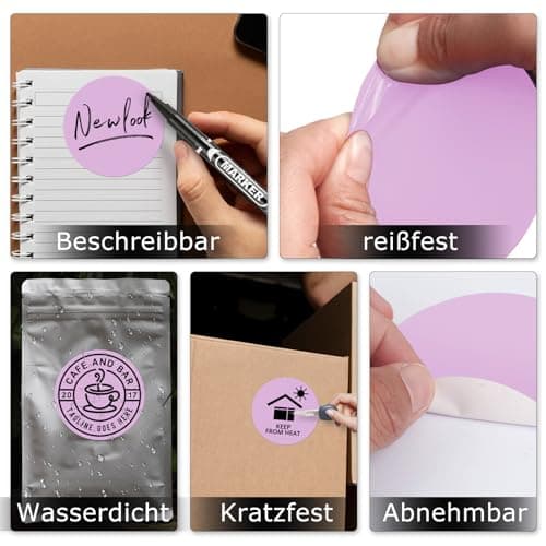 YIKIADA Lot de 500 étiquettes thermiques à pois violets en vinyle 76 mm Autocollant d'adresse Étanche Pour logo, code-barres QR Code Inventaire