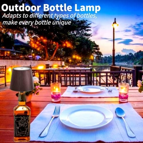 Générique Lampe à bouteille sans fil, kit de lampe à bouteille de vin pour bouteilles de liqueur, abat-jour de lampe de table à piles, 3 couleurs, dimmable, pour restaurant, bar, maison (Marron)