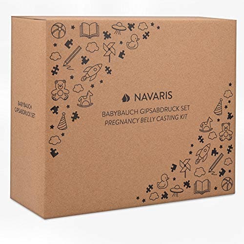 Navaris Kit Moulage Ventre Femme Enceinte - Set Plâtre Empreinte Grossesse Bébé - Modelage 3D Décoration pour Famille Amis - Peinture Bandages