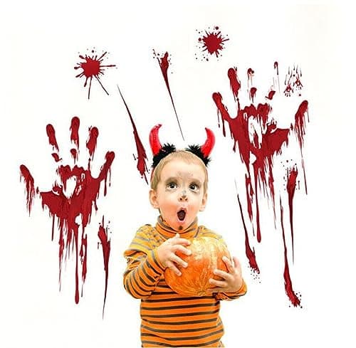 Halloween Decoration Fenêtre Autocollants, Halloween Sanglante Mains Autocollants Halloween Horreur Stickers Autocollant de Voiture pour Decoration Halloween Interieur Fenêtre