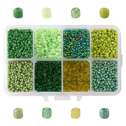 Craftdady Lot de 12 500 perles de rocaille en verre 12/0 de 2 mm - Petites perles poney de couleurs mélangées pour la fabrication de bijoux - Vert