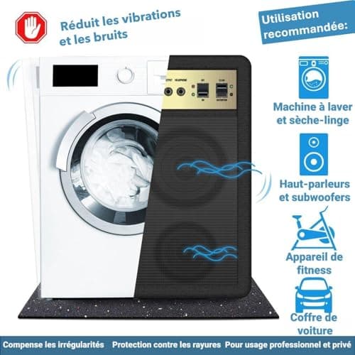 KARAT – Tapis Anti-Vibrations Machines à Laver, sèche-Linge – Personalisable, Isolante, Insonorisante – Qualité Allemande – Matelas d'isolation Acoustique, résistant -30°C/100°C - 60x60 cm | 5 mm