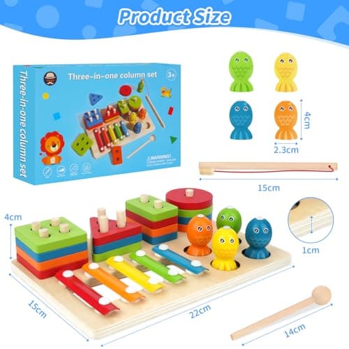 KEARLGMBH 3 en 1 Jeux Montessori 1 an, Jouet Enfant 2 Ans, Jeu Montessori 1 2 3 4 Ans, Jouets à empiler et de tri, Cadeau Bebe Enfant