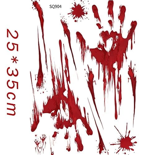 Halloween Decoration Fenêtre Autocollants, Halloween Sanglante Mains Autocollants Halloween Horreur Stickers Autocollant de Voiture pour Decoration Halloween Interieur Fenêtre