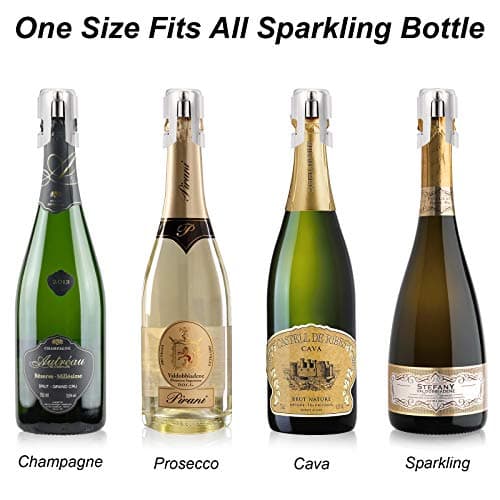 OWO Lot de 2 bouchons à champagne avec acier inoxydable - Pour champagne, cava, prosecco et vin mousseux - Bouchon compact pour bouteille de champagne