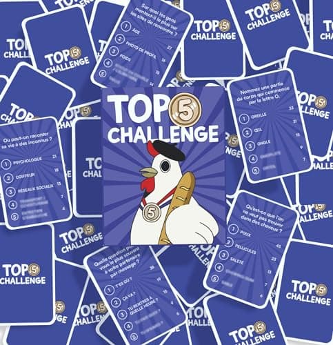 KICÉKI – Top 5 Challenge – Jeux de société Famille et Amis – 220 Cartes pour deviner Les réponses d’Un Panel de Français – Jeu de Carte Adulte – idée Cadeau