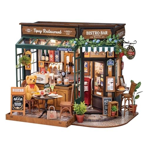 Rolife Maison de Poupée Restaurant Tipsy DIY Maison Miniature Kit Café Miniature Kit de Modèle Décoration Intérieure Cadeau d'anniversaire pour Enfants et Adultes