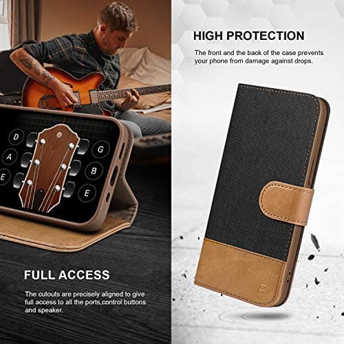 BEZ® Coque pour iPhone 7, Etui pour iPhone 8 / iPhone SE 2020 / iPhone SE 2022 Housse Protection Bookstyle Etui en PU Cuir Portefeuille Coque, Pochette pour Monnaie, Fermeture Magnétique, Noir