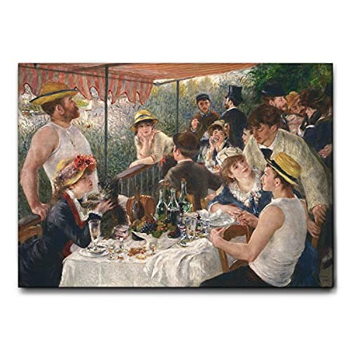 Giallobus - Cadre - Pierre Auguste Renoir - Déjeuner en bateau - Toile à cadre standard - 70x50 - Prêt à accrocher - Peintures modernes pour la maison