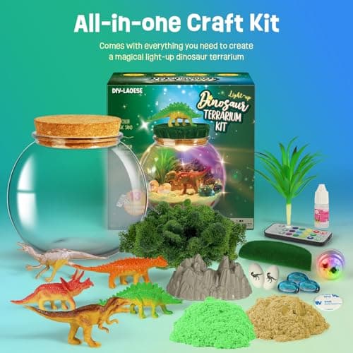 Cadeaux Dinosaures pour garçons - Kit de Terrarium Dinosaure pour Enfants - Cadeau d'anniversaire pour garçons âgés de 4 5 6 7 8-12 Ans - Jouets Dinosaures pour garçons - Kit d'artisanat pour Enfants