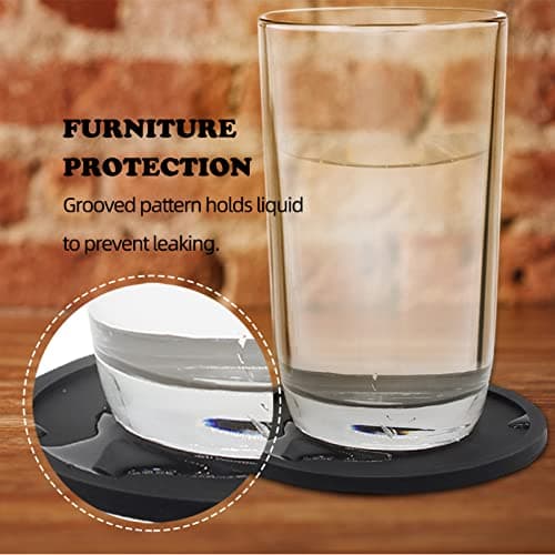 JCKD Lot de 4 dessous de verre circulaires en silicone, antidérapants, pour café, bière, bouteilles, boissons, maison et bar