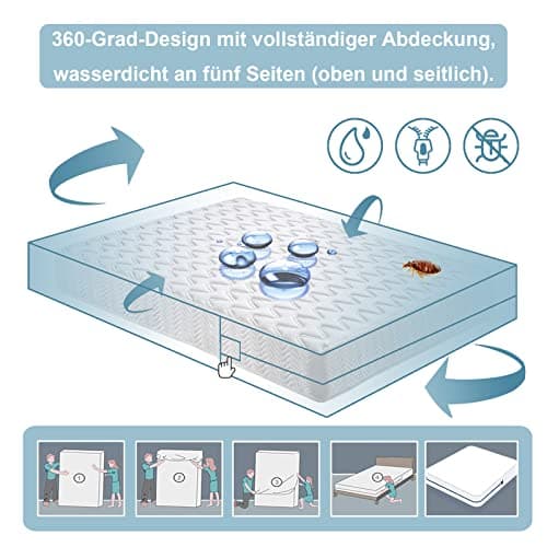 Bedecor Housse Matelas 80 x200 x 30 cm Fermeture Eclair Impermeable Housse Anti Punaise de lit, Respirante Coton Anti acarien Housse Protection Matelas 80 x 200 cm