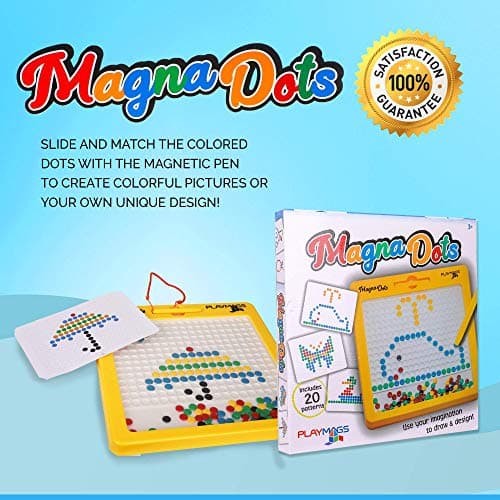 Playmags Magna Dots - Grand Tableau magnétique 12,5" pour Enfants - Tableau magnétique à Pois avec Stylo magnétique - Aimants Magna Safe pour Enfants et Tout-Petits - Jouet de Voyage