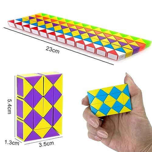 Nutabevr 12 Pièces avec 24 Blocs Serpent Magique Snake Puzzle,Twist Puzzle,Cadeau invité Anniversaire pour Enfant,Casse Tete Enfant, Mini Magic Snake Cube, pour Enfants et Adultes