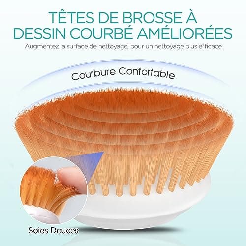 VOGOE Brosse Nettoyante Visage Electrique, Rechargeable Brosses Visage Rotative, Etanche IPX6, Nettoyange Brosse 2 Vitesses avec 2 Têtes Brossantes pour Exfoliation Douce FB210 (Gris)