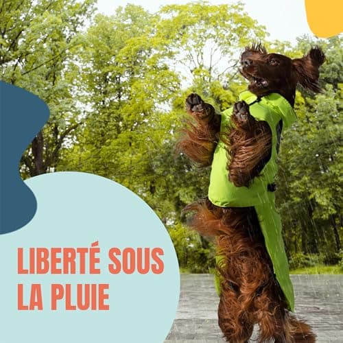 DOGOPAL Imperméable Chien - Manteaux Imperméables Légers & Confortables pour Chiens de Petite, Moyenne et Grande Taille - Manteau à Surface Réfléchissante avec Ouverture Harnais - (Jaune, XXL)