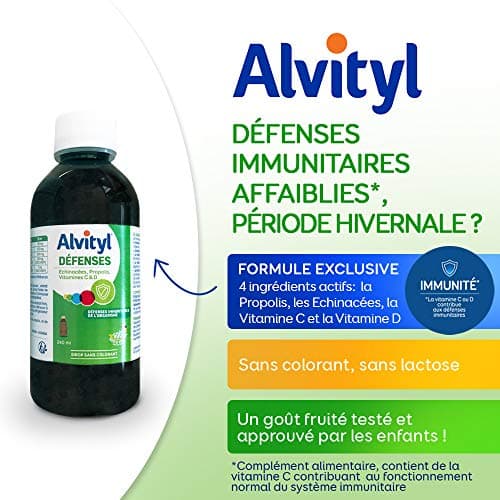 Alvityl - Sirop Défenses Immunitaires - Echinacées, Propolis, Vitamines C & D - Dès 3 ans - 240 ml