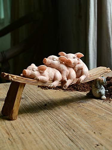 Gemmia Figurine Miniature de Cochon de fée de Jardin- Cochon d'étude de Toilette