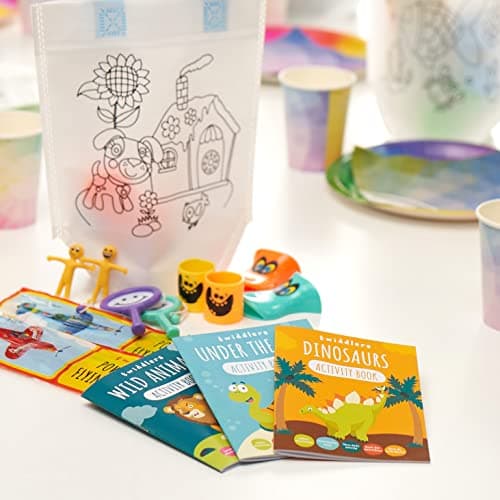 THE TWIDDLERS 24 Mini Livre de Coloriage & d'Activités pour Enfants - Dinosaures, Animaux Sauvages, Animaux sous-Marins - Cadeaux Invités, Pochettes Surprises, Anniversaire, Mariages