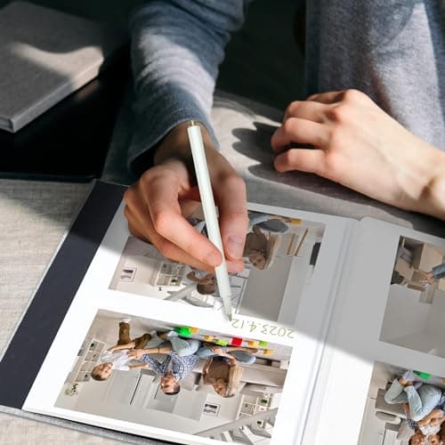 Yopih Album Photo Adhésif avec 40 Pages 10X15 Lin en Tissu Couverture Scrapbooking DIY Photo Album Sauver Bébé Croissance Mariage Voyage Famille Cadeau
