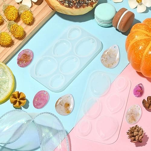 UR URLIFEHALL Lot de 5 moules ronds en silicone en forme de goutte pour fabrication de bijoux, colliers, bracelets, sacs à dos, boucles d'oreilles