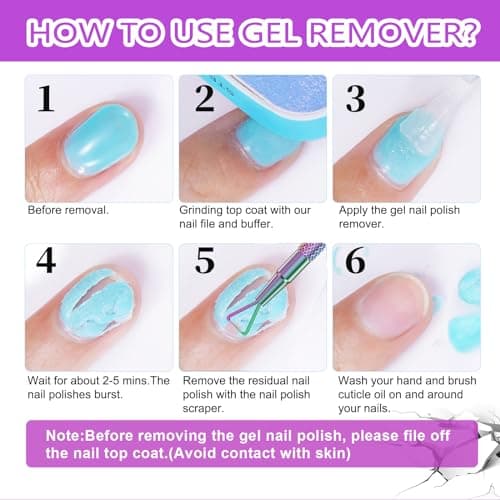 Dissolvant Vernis Semi Permanent, 2PCS Magic Remover Semi Permanent avec Nail File et un Nail Cuticle Pusher, Disolvant a Ongles Semi Permanent - Retrait Facile et Rapide du Vernis à Ongles Gel