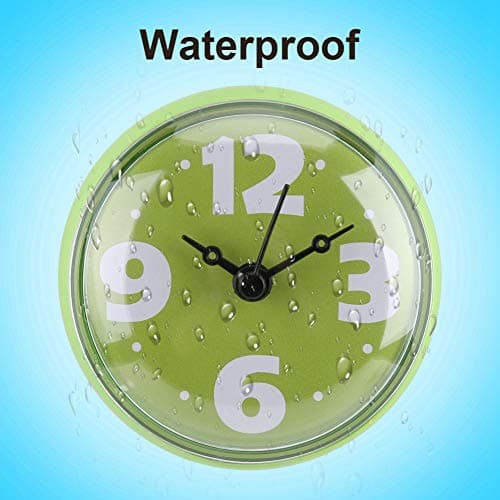 Horloge Murale à Aspiration étanche, Petite Horloge de Type pointeur Traditionnel, Fixation Facile au Mur/Miroir/Verre de la Salle de Bain, pour Salle de Bain/Cuisine(Vert)