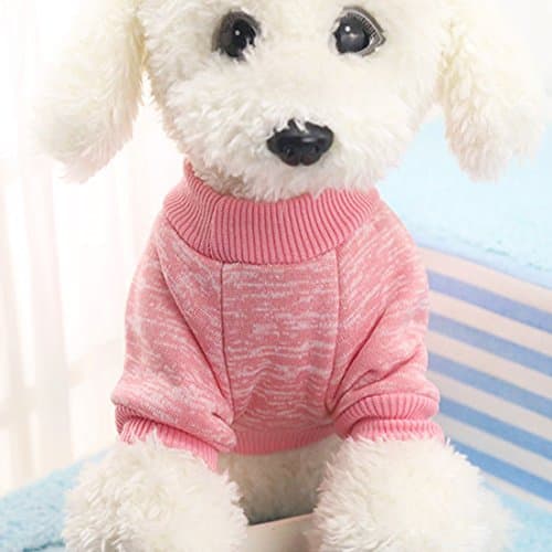 Idepet Chien de Compagnie Chien Pull, Chaud Chien Pulls Cat vêtements, Polaire Animal de Compagnie Manteau pour Chiot Petit Moyen Grand Chien, Rose et Gris (XS, Rose)