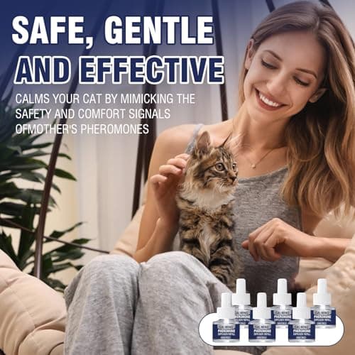 Pheromones Chat PhéRomones Pheromone Calmant Diffuseur Anti Stress Apaisant Prise pour Apaiser Chats Conflit FéLines Relaxantes Calmantes Agité Stressé 6 * 48ml Recharges Insipide