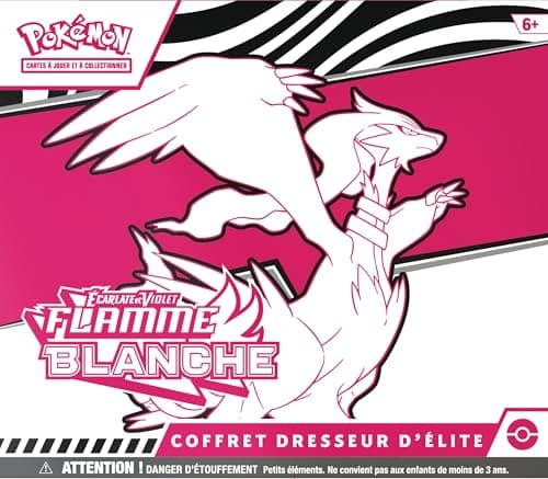 Pokémon: Coffret Dresseur d’élite Écarlate et Violet – Flamme Blanche – Reshiram (1 Carte Promo Entièrement Illustrée de Boréas, 9 Boosters et des Accessoires de Jeu Premium)
