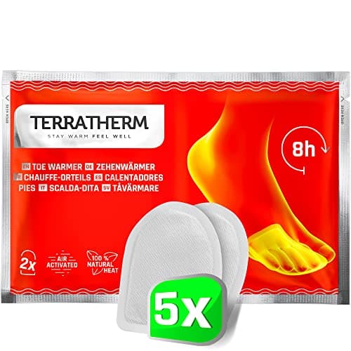 TerraTherm Chauffe Pieds Collants, Chauffe Pied 8 Heures de Chaleur, chaufferette Pied à Tout Type de Chaussure, Super Mince, confortablement Doux, Chauffe Pieds, 5 Paires