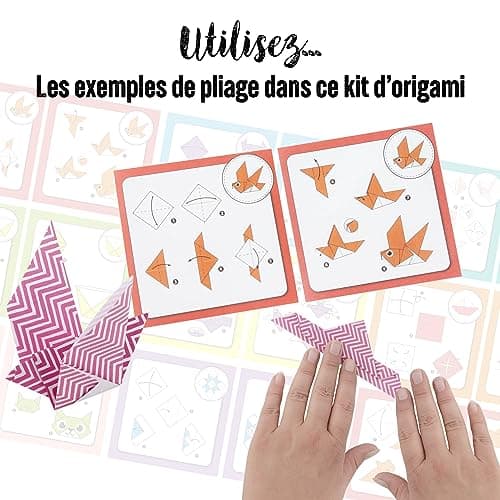 Craft Sensations Papier Origami Couleur 15 x 15 cm – 180 Feuilles d'Origami avec 9 Designs Différents Kit de Bricolage Enfant - Avec Instructions