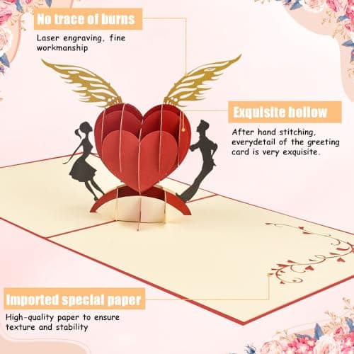 SLTAXAR Carte de Mariage Carte de Vœux Pop-up 3D Carte Mariage Félicitation Carte Anniversaire Marriage Carte de Félicitation Mariage Carte Mariage 3d Mariage Carte de Saint Valentin pour Mariage