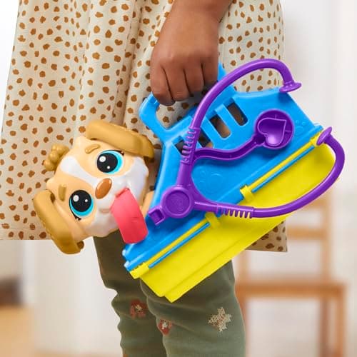 Play-Doh Coffret Le Cabinet Vétérinaire, Mallette Transportable avec Chien, 10 Outils et 5 Pots de Pâte à Modeler Atoxique, Jouet Créatif pour Enfants dès 3 Ans