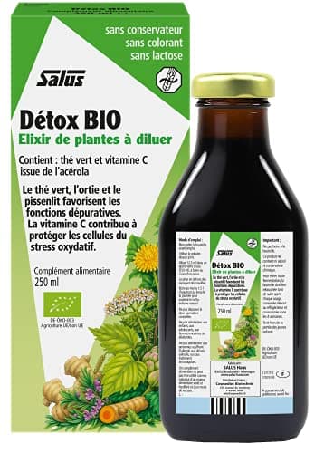 Salus Détox BIO - Formule Liquide - Élimination des Toxines*, Drainage - À Base de Thé Vert, d'Ortie et d'Acérola - 250 ml