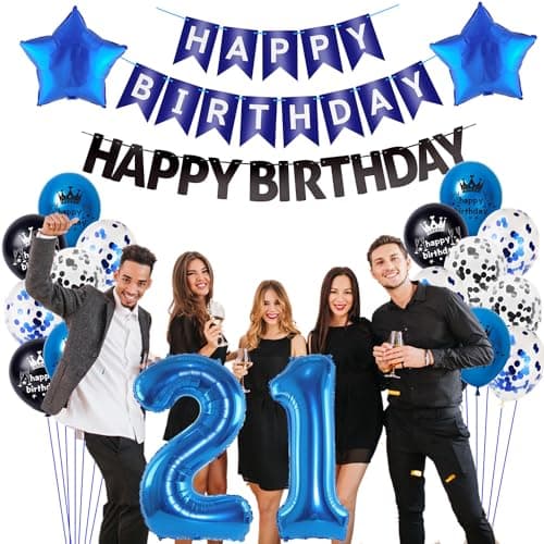 Ballon 15 ans anniversaire Bleu Noir,Ballons 15 ans anniversaire garçon,Bleu Noir 15 ans anniversaire garçon Déco fête,Decoration anniversaire 15 ans garçon fille,Bleu ballon 15 ans garçon